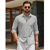 image:imageCOOFANDY Mens Casual Button Down Denim Shirts Long Sleeve Untucked Stretch Dress ShirtLight Grey