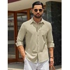 image:imageCOOFANDY Mens Casual Button Down Denim Shirts Long Sleeve Untucked Stretch Dress ShirtLight Khaki