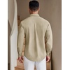 image:imageCOOFANDY Mens Casual Button Down Denim Shirts Long Sleeve Untucked Stretch Dress ShirtLight Khaki