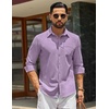 image:imageCOOFANDY Mens Casual Button Down Denim Shirts Long Sleeve Untucked Stretch Dress ShirtLight Purple