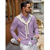 image:imageCOOFANDY Mens Casual Button Down Denim Shirts Long Sleeve Untucked Stretch Dress ShirtLight Purple
