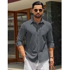 image:imageCOOFANDY Mens Casual Button Down Denim Shirts Long Sleeve Untucked Stretch Dress ShirtMedium Grey