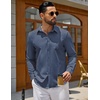 image:imageCOOFANDY Mens Casual Button Down Denim Shirts Long Sleeve Untucked Stretch Dress ShirtNavy Blue