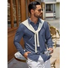 image:imageCOOFANDY Mens Casual Button Down Denim Shirts Long Sleeve Untucked Stretch Dress ShirtNavy Blue