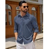 image:imageCOOFANDY Mens Casual Button Down Denim Shirts Long Sleeve Untucked Stretch Dress ShirtNavy Blue