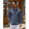 image:imageCOOFANDY Mens Casual Button Down Denim Shirts Long Sleeve Untucked Stretch Dress ShirtNavy Blue