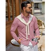 image:imageCOOFANDY Mens Casual Button Down Denim Shirts Long Sleeve Untucked Stretch Dress ShirtPurple Red