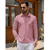 image:imageCOOFANDY Mens Casual Button Down Denim Shirts Long Sleeve Untucked Stretch Dress ShirtPurple Red