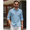 image:imageCOOFANDY Mens Casual Button Down Denim Shirts Long Sleeve Untucked Stretch Dress ShirtSky Blue
