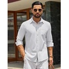 image:imageCOOFANDY Mens Casual Button Down Denim Shirts Long Sleeve Untucked Stretch Dress ShirtWhite