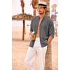 image:imageCOOFANDY Mens Cuban Guayabera Shirt Casual Long Sleeve Button Down Shirts Band Collar Linen Summer Beach ShirtDark Grey