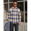image:imageCOOFANDY Mens Flannel Plaid Shirts Long Sleeve Casual Button Down Cotton Shirt with PocketNavy Beige Plaid