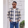 image:imageCOOFANDY Mens Flannel Plaid Shirts Long Sleeve Casual Button Down Cotton Shirt with PocketNavy Beige Plaid