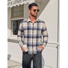 image:imageCOOFANDY Mens Flannel Plaid Shirts Long Sleeve Casual Button Down Cotton Shirt with PocketNavy Beige Plaid