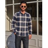 image:imageCOOFANDY Mens Flannel Plaid Shirts Long Sleeve Casual Button Down Cotton Shirt with PocketNavy Caramel Plaid