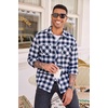 image:imageCOOFANDY Mens Flannel Plaid Shirts Long Sleeve Casual Button Down Shirt with PocketsNavy Blue White