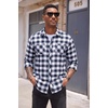 image:imageCOOFANDY Mens Flannel Plaid Shirts Long Sleeve Casual Button Down Shirt with PocketsNavy Blue White