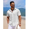 image:imageCOOFANDY Mens Knit Button Down Shirts Casual Short Sleeve Polo Shirt Summer Beach Shirts with Pocket