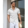 image:imageCOOFANDY Mens Knit Button Down Shirts Casual Short Sleeve Polo Shirt Summer Beach Shirts with Pocket