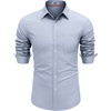 image:imageCOOFANDY Mens Long Sleeve Button Down Shirt Casual Untucked Shirts for Men Oxford Dress ShirtsWhiteblue Stripe