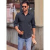 image:imageCOOFANDY Mens Long Sleeve Button Down Shirts Casual Untucked Shirts for Men Dress Shirts Beach Wedding ShirtsBlack Plaid