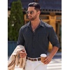 image:imageCOOFANDY Mens Long Sleeve Button Down Shirts Casual Untucked Shirts for Men Dress Shirts Beach Wedding ShirtsBlack Plaid