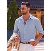 image:imageCOOFANDY Mens Long Sleeve Button Down Shirts Casual Untucked Shirts for Men Dress Shirts Beach Wedding ShirtsWhite Stripeblue