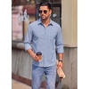 image:imageCOOFANDY Mens Long Sleeve Button Down Shirts Casual Untucked Shirts for Men Dress Shirts Beach Wedding ShirtsWhite Stripeblue