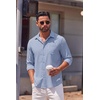 image:imageCOOFANDY Mens Long Sleeve Button Down Shirts Casual Untucked Shirts for Men Dress Shirts Beach Wedding ShirtsWhite Stripeblue