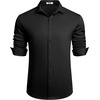 image:imageCOOFANDY Mens Long Sleeve Wrinkle Free Shirts Button Down Casual Stretch Dress Shirt Black Large