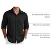 image:imageCOOFANDY Mens Long Sleeve Wrinkle Free Shirts Button Down Casual Stretch Dress Shirt Black Large