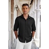 image:imageCOOFANDY Mens Long Sleeve Wrinkle Free Shirts Button Down Casual Stretch Dress Shirt Black Large