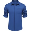 image:imageCOOFANDY Mens Long Sleeve Wrinkle Free Shirts Casual Button Down Shirts Untucked Dress ShirtDark Blue