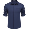 image:imageCOOFANDY Mens Long Sleeve Wrinkle Free Shirts Casual Button Down Shirts Untucked Dress ShirtNavy Blue