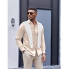 image:imageCOOFANDY Mens Oxford Shirt Long Sleeve Casual Button Down Shirts Soild Dress Shirts with PocketBeige