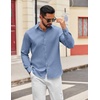 image:imageCOOFANDY Mens Oxford Shirt Long Sleeve Dress Shirt Casual Button Down ShirtGrey Blue