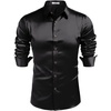 image:imageCOOFANDY Mens Satin Dress Shirts Long Sleeve Shiny Button Down ShirtBlack