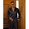 image:imageCOOFANDY Mens Satin Dress Shirts Long Sleeve Shiny Button Down ShirtBlack