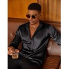 image:imageCOOFANDY Mens Satin Dress Shirts Long Sleeve Shiny Button Down ShirtBlack