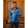 image:imageCOOFANDY Mens Satin Dress Shirts Long Sleeve Shiny Button Down ShirtDark Blue