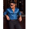 image:imageCOOFANDY Mens Satin Dress Shirts Long Sleeve Shiny Button Down ShirtDark Blue