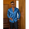image:imageCOOFANDY Mens Satin Dress Shirts Long Sleeve Shiny Button Down ShirtDark Blue
