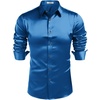 image:imageCOOFANDY Mens Satin Dress Shirts Long Sleeve Shiny Button Down ShirtDark Blue