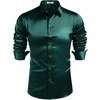 image:imageCOOFANDY Mens Satin Dress Shirts Long Sleeve Shiny Button Down ShirtGreen