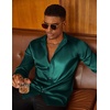 image:imageCOOFANDY Mens Satin Dress Shirts Long Sleeve Shiny Button Down ShirtGreen