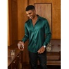 image:imageCOOFANDY Mens Satin Dress Shirts Long Sleeve Shiny Button Down ShirtGreen