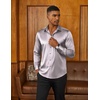 image:imageCOOFANDY Mens Satin Dress Shirts Long Sleeve Shiny Button Down ShirtLight Gray