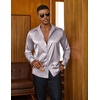 image:imageCOOFANDY Mens Satin Dress Shirts Long Sleeve Shiny Button Down ShirtLight Gray