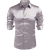 image:imageCOOFANDY Mens Satin Dress Shirts Long Sleeve Shiny Button Down ShirtLight Gray