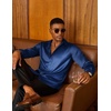image:imageCOOFANDY Mens Satin Dress Shirts Long Sleeve Shiny Button Down ShirtNavy Blue